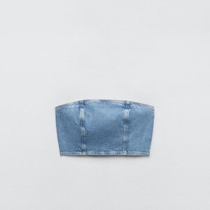 Blue Denim Strapless Top